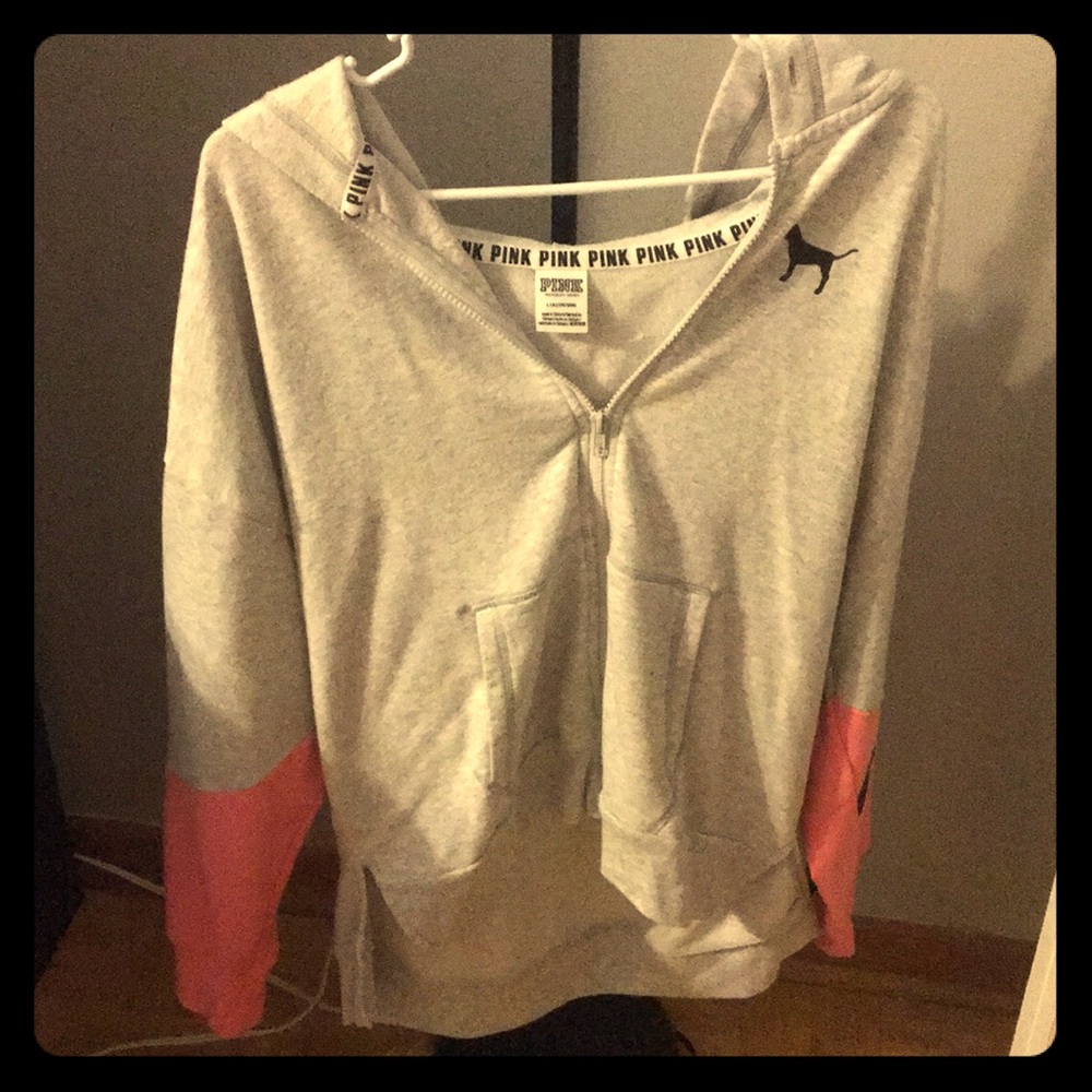 Grey and pink Pink zip up hoodie